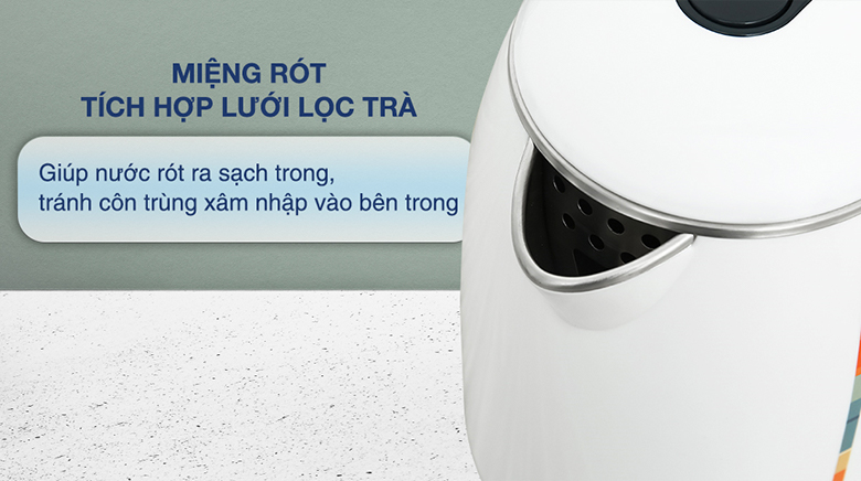 Ấm siêu tốc Hawonkoo KEH-180-W - Lưới lọc ở miệng bình