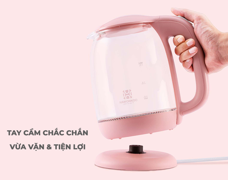Ấm siêu tốc Hawonkoo KEH-170-PK - Tay cầm được làm bằng nhựa PP