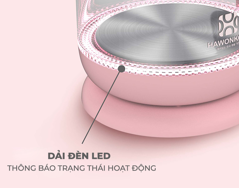 Ấm siêu tốc Hawonkoo KEH-170-PK - Dải đèn LED xung quanh bình