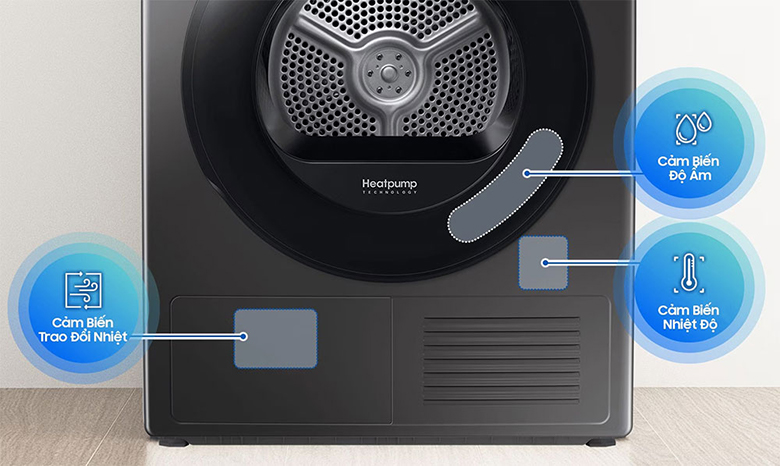 Máy sấy bơm nhiệt Samsung Inverter 9 kg DV90CGC2A0ABSV - Sấy khô đều, bền sợi vải với công nghệ Optimal Dry