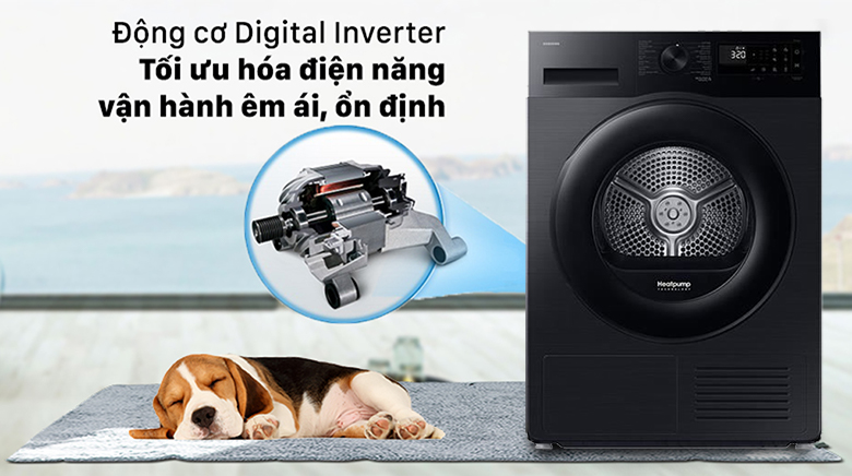 Máy sấy bơm nhiệt Samsung DV90CGC2A0ABSV - Động cơ Digital Inverter vận hành êm ái, bền bỉ
