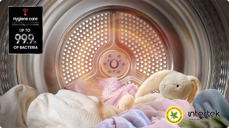 Máy sấy cảm biến Optimal Dry Samsung 9 Kg DV90T6240LB/SV - Công nghệ Hygiene Care diệt khuẩn lên đến 99.9%