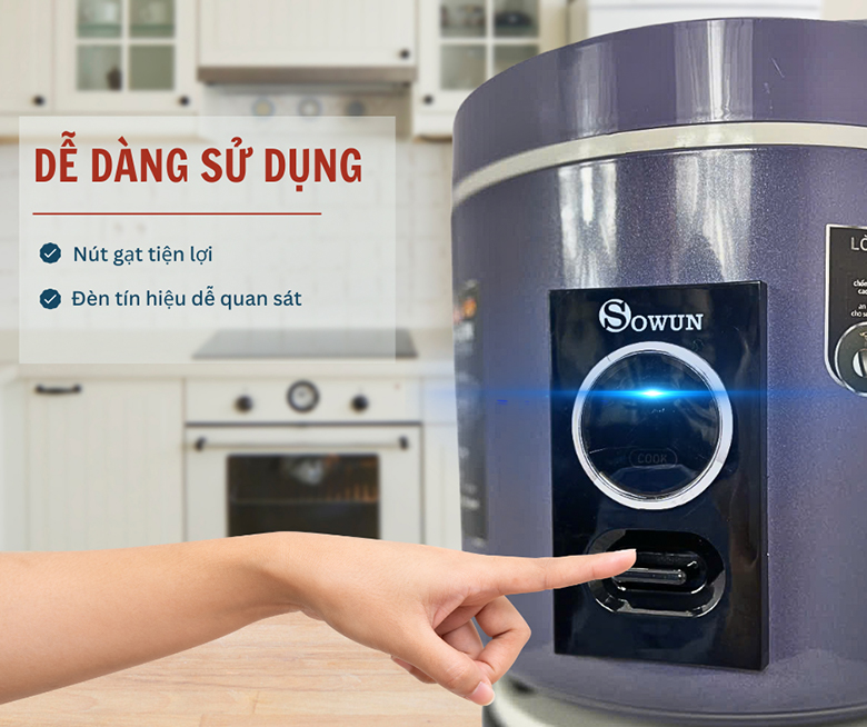 Nồi cơm điện Sowun 1.8L SW691P - Điều khiển nút gạt tiện lợi