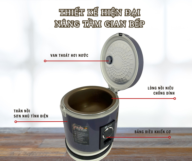 Nồi cơm điện Sowun 1.8L SW691P - Dễ dàng tháo lắp và vệ sinh