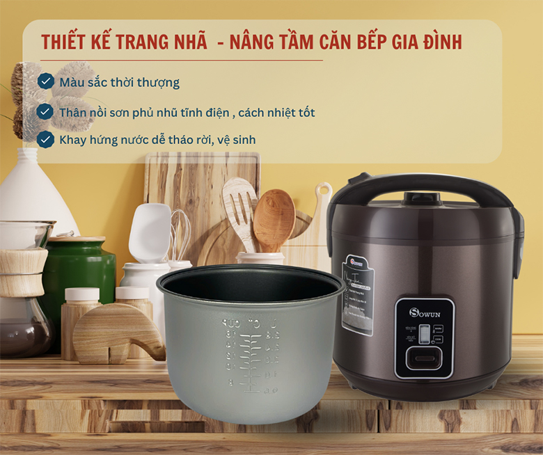 Nồi cơm điện Sowun 2.8L SW695 - Thiết kế hiện đại, tiện dụng