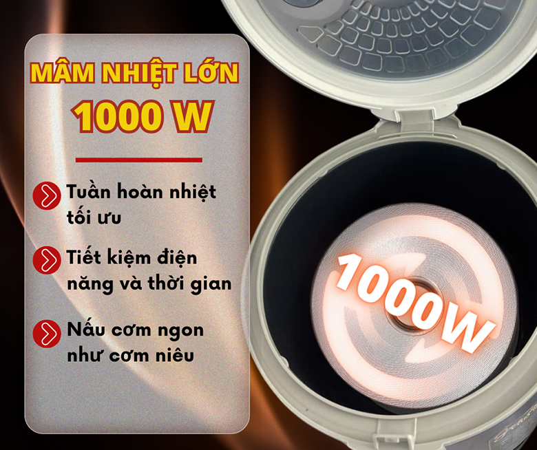Nồi cơm điện Sowun 2.8L SW695 - Công suất lớn 1000W nấu cơm nhanh chóng