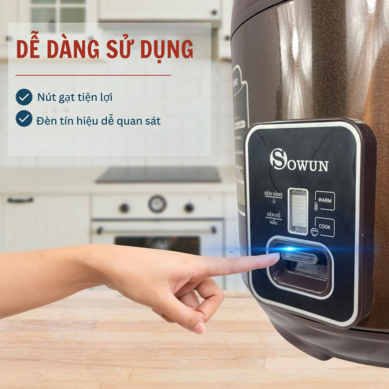 Nồi cơm điện Sowun 2.8L SW695 - Điều khiển nút gạt tiện lợi