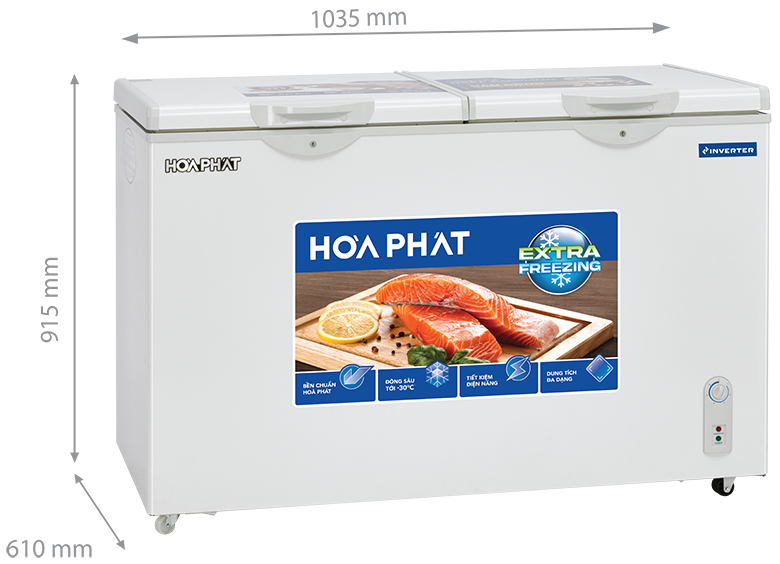 kích thước Tủ đông Hòa Phát Inverter 205 lít HPF BD8205