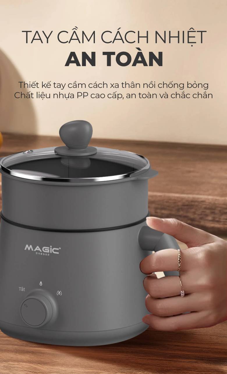  Nồi nấu đa năng Magic Eco AC-041 - tay cầm cách nhiệt an toàn
