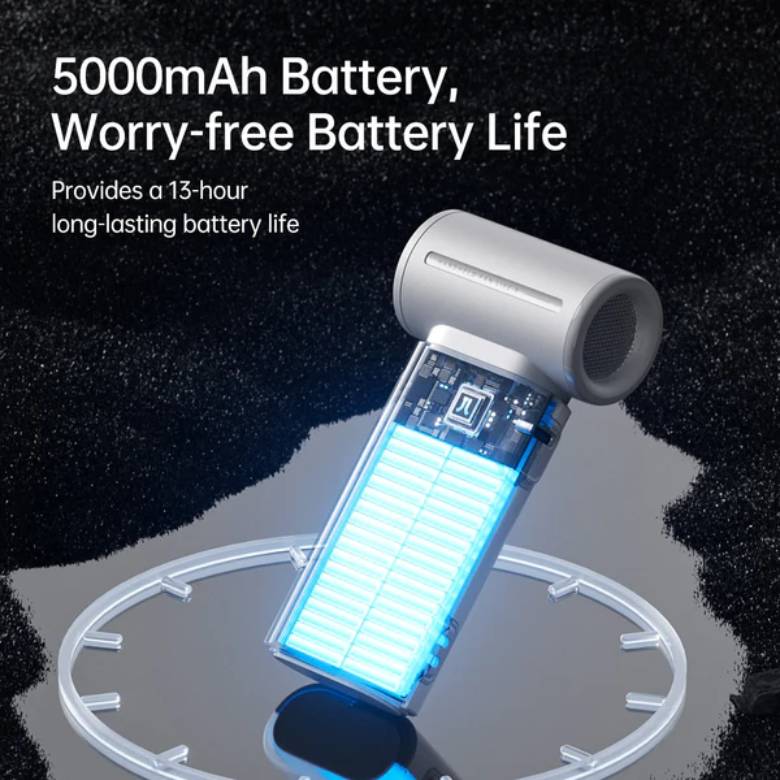 Pin khủng 5000mAh cả ngày dài -  Quạt cầm tay mini Jisulife Life 9 J2705 5000mAh Đen