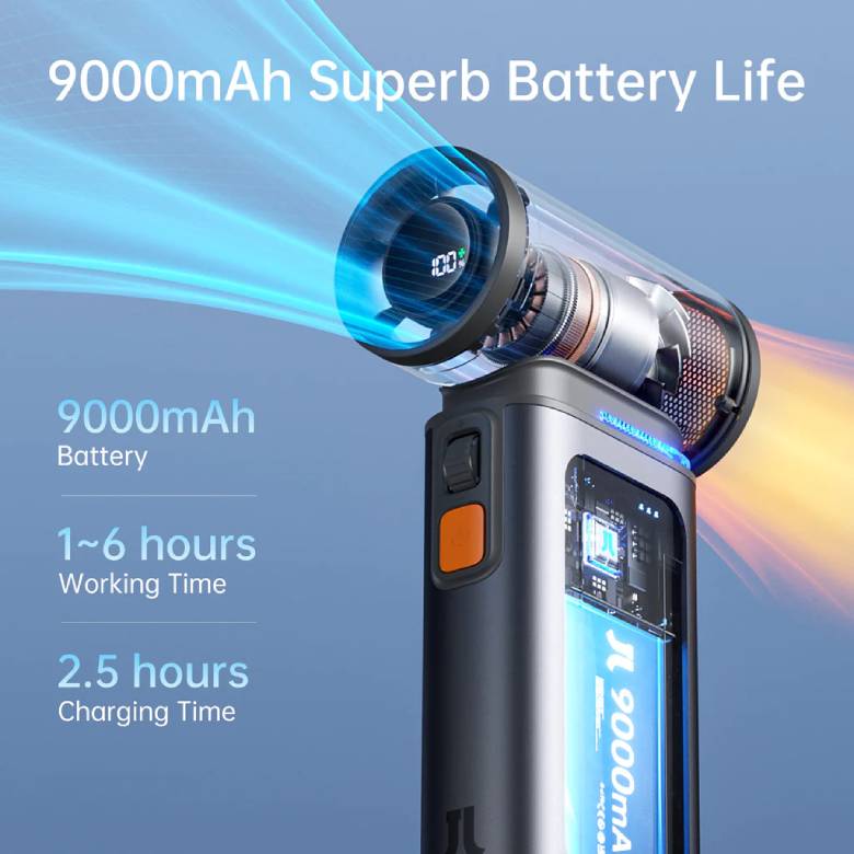 Quạt cầm tay cao cấp Jisulife Ultra1 FA55-J1425 9000mAh Nâu - Pin sạc dung lượng lớn 9000mAh