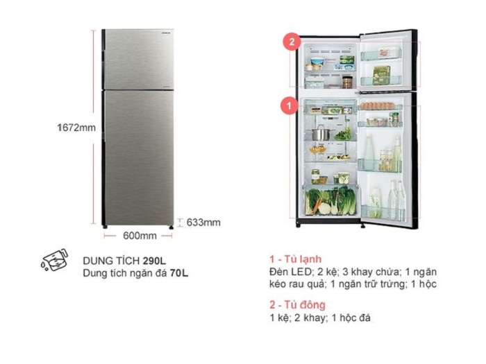 mô tả-Tủ lạnh Hitachi H350PGV7(BSL) 