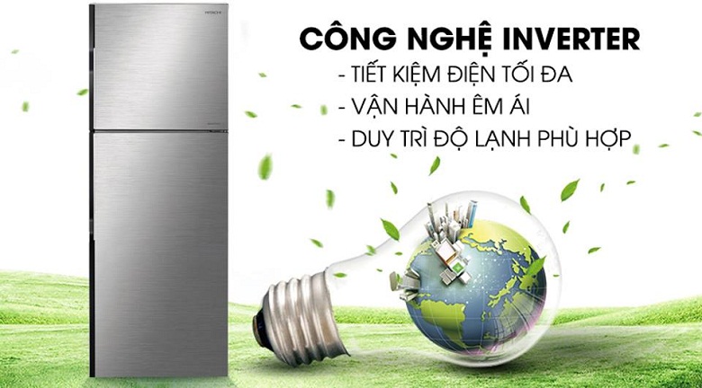 công nghệ inverter-tủ lạnh Hitachi H350PGV7(BSL) 
