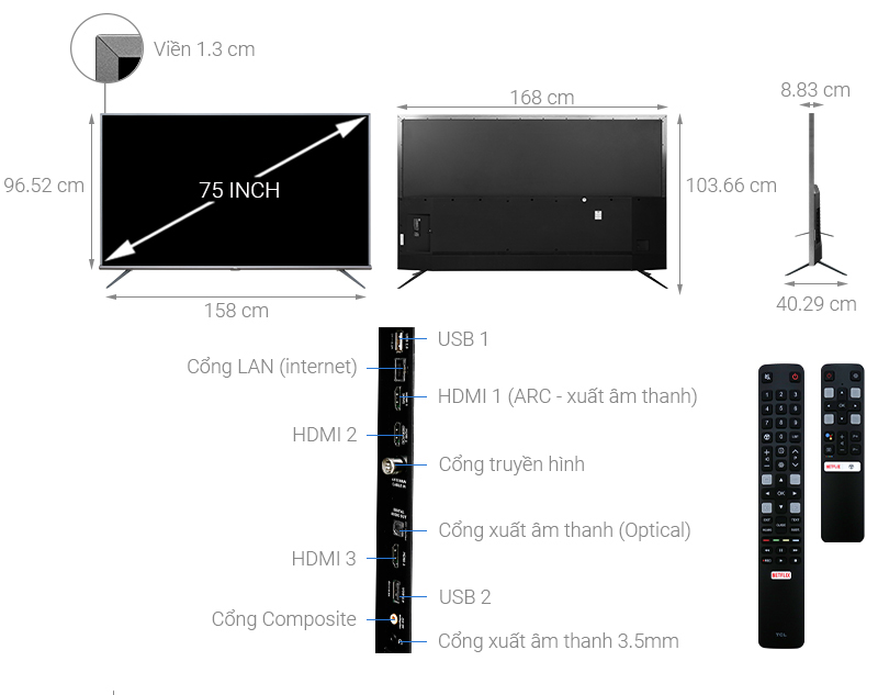 Thiết kế - Android Tivi TCL 4K 75 inch L75A8
