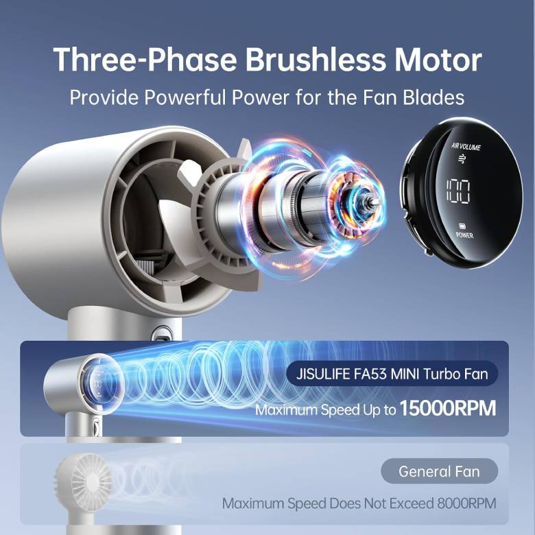 Quạt cầm tay cao cấp Jisulife Pro1S (FA53 PRO) J1876 - Pin 5000mAh, sạc nhanh 18W