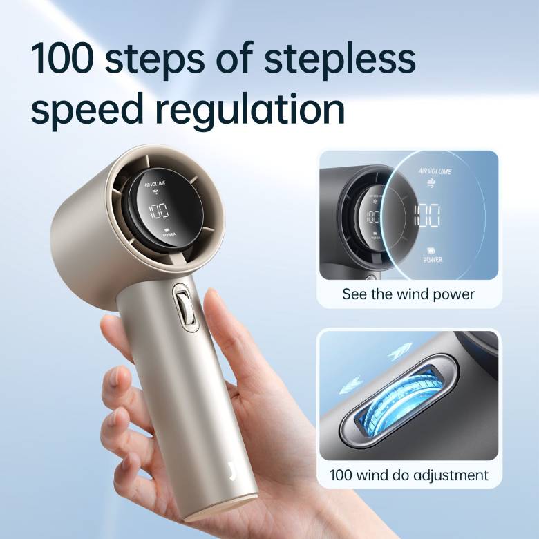 Quạt cầm tay cao cấp Jisulife Pro1S (FA53 PRO) J1876 - Gió mạnh mẽ, điều chỉnh 100 cấp độ