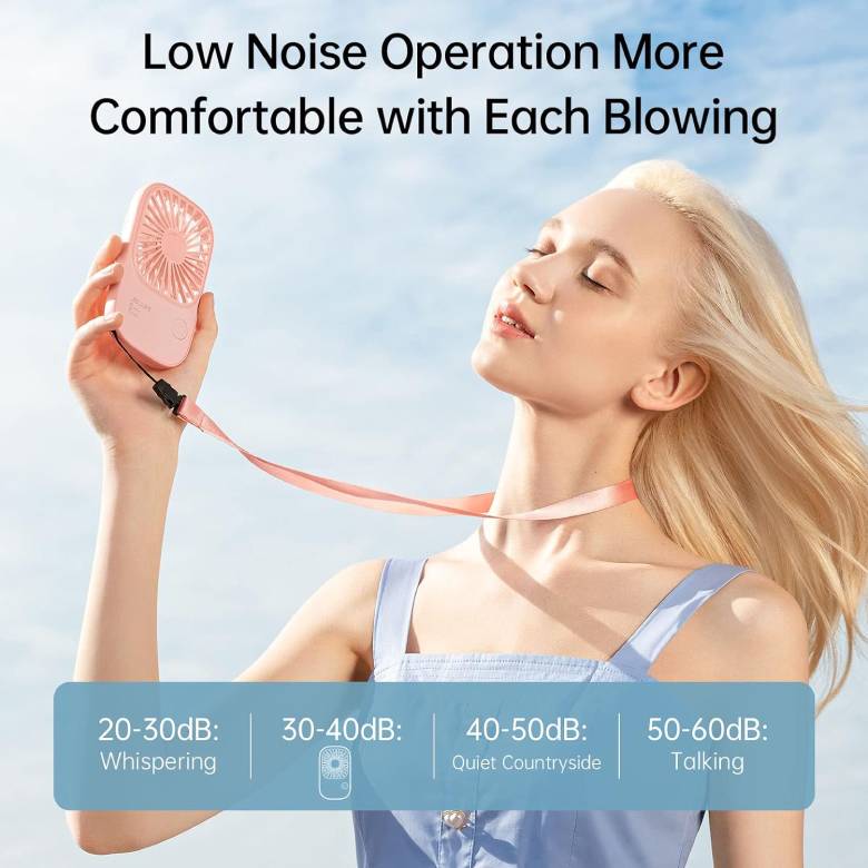  Quạt cầm tay Jisulife FA49-J2255 2000mAh Hồng - Hoạt động êm ái không làm phiền