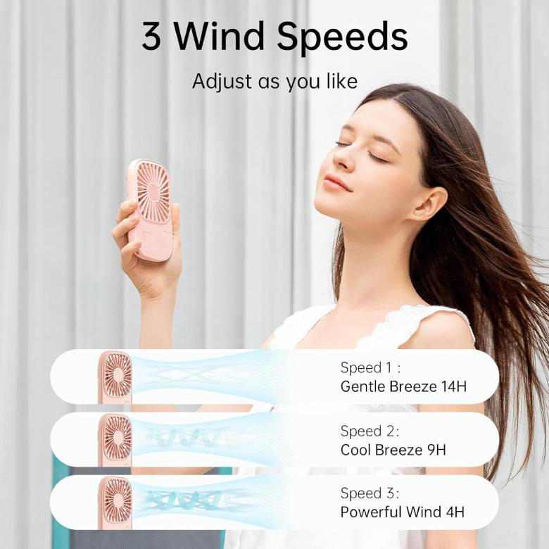 Quạt cầm tay Jisulife FA49-J2255 2000mAh Hồng - 3 tốc độ gió