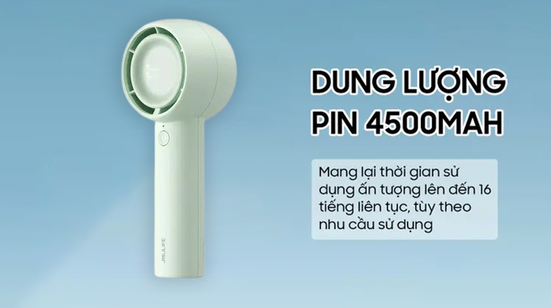 Quạt cầm tay mini Jisulife FA42-J1586 4500mAh Xanh lá - Dung lượng pin 4500mAh