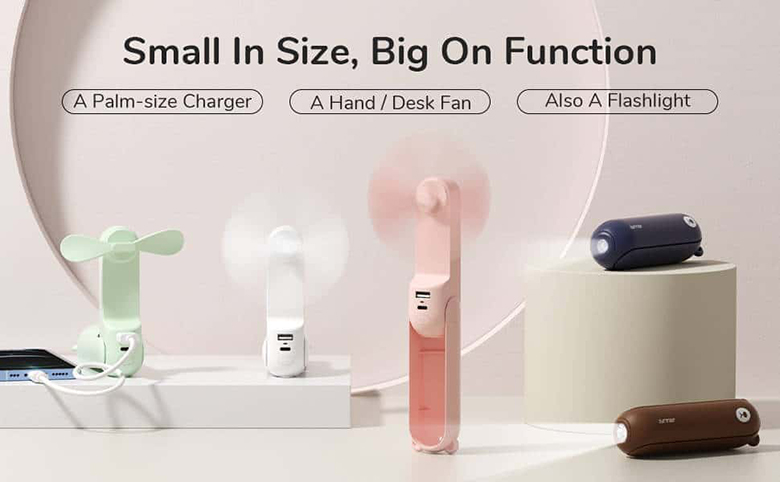 Quạt cầm tay mini Jisulife F8-J0978 có đèn