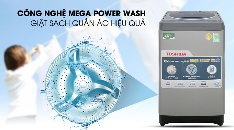 Công nghệ Mega Power - Máy giặt lồng đứng Toshiba 8.2 kg AW-J920LV(SB)