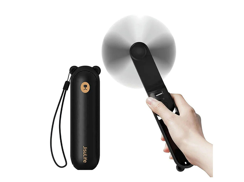 Quạt cầm tay mini Jisulife F8X/F8 Plus J1500 4500mAh Đen - Thiết kế gấp gọn, dễ dàng mang theo