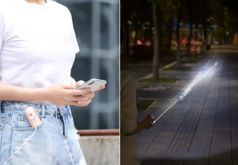 Quạt cầm tay mini Jisulife F8X/F8 Plus J1500 4500mAh Đen - Trang bị đèn pin mini