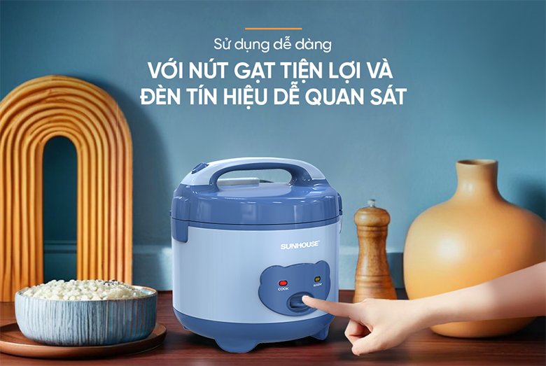 Nồi cơm điện Sunhouse SHD8214 - Điều khiển nút gạt dễ sử dụng