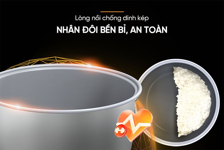 Nồi cơm điện Sunhouse SHD8214 - Lòng nồi phủ lớp chống dính kép siêu bền