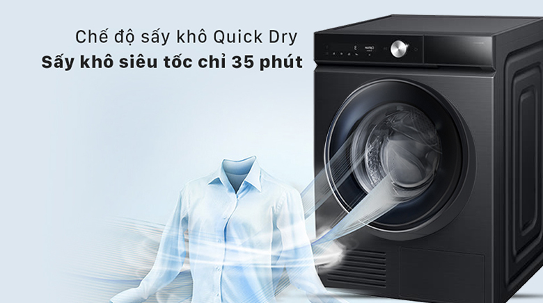 Bespoke AI AI Dry Samsung DV10BB9440GBSV có chế độ sấy khô siêu tốc QuickDrive