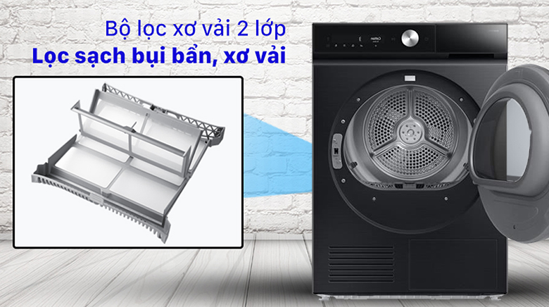 Bespoke AI AI Dry Samsung DV10BB9440GBSV lồng ngang  với bộ lọc xơ vải 2 Trong 1