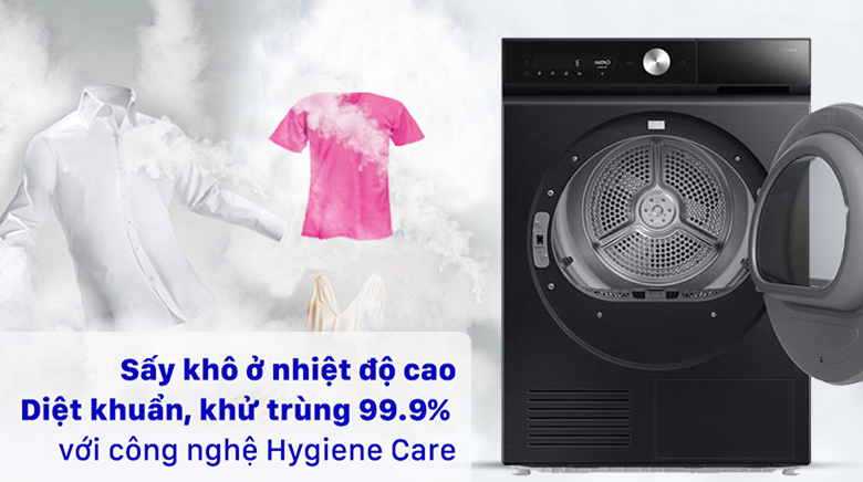 Máy sấy Samsung DV10BB9440GBSV lồng ngang có công nghệ sấy diệt khuẩn Hygiene Care 
