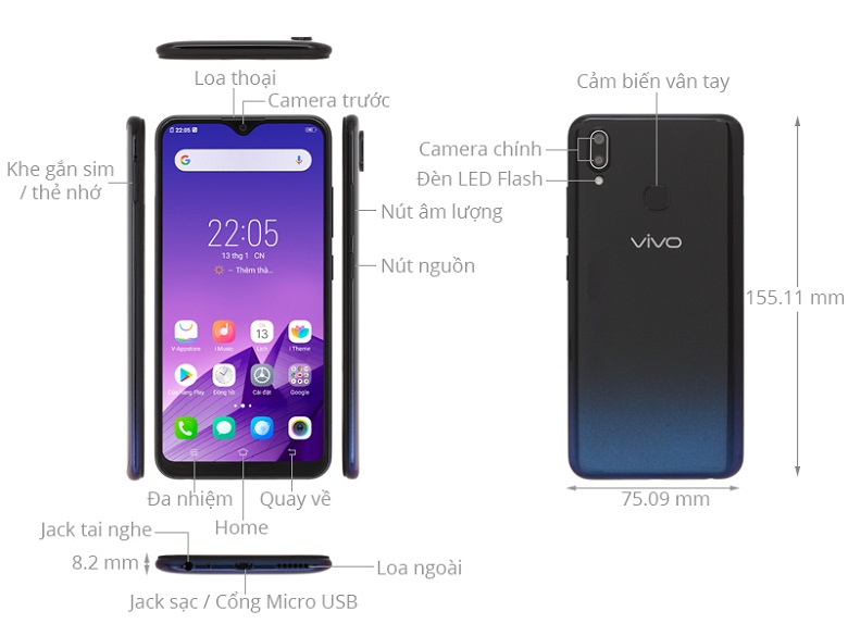 mô tả-điện thoại Vivo Y93 3GB/32GB Đen