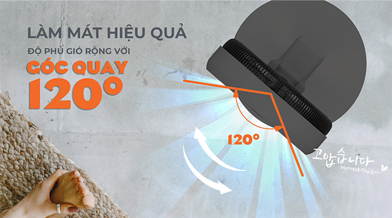 Quạt cây Hawonkoo DC FDH-012-SPEED24-GR - Góc gió siêu độ lên đến 120 độ