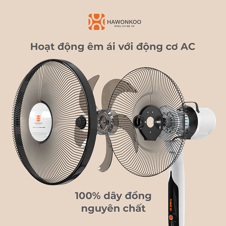 Quạt cây Hawonkoo AC FAH-011 - Động cơ mạnh mẽ, hoạt động êm ái