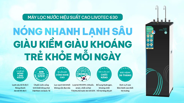 Máy lọc nước nóng lạnh Karofi Livotec 630 10 lõi