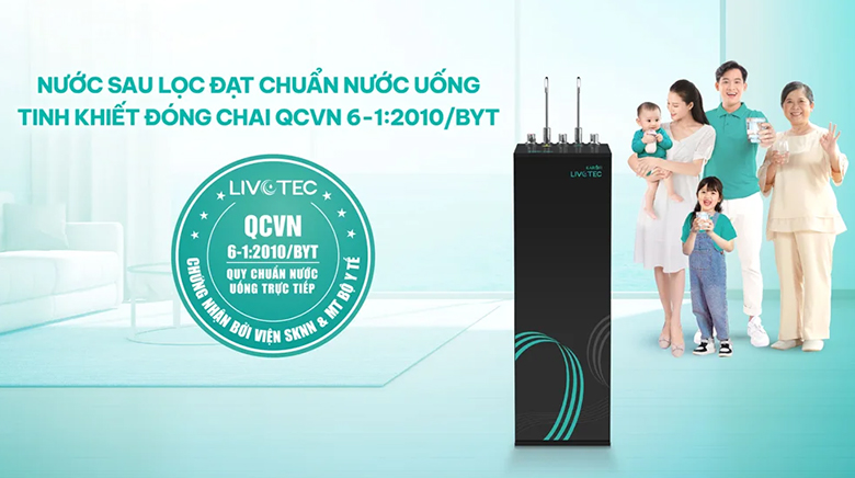 Máy lọc nước nóng lạnh Karofi Livotec 630 10 lõi - Nước ra đạt chuẩn nước tinh khiết đóng chai