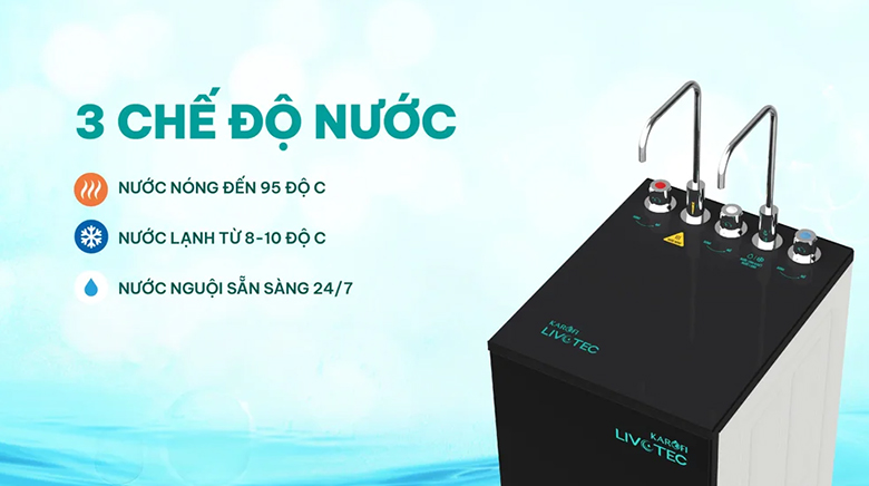 Máy lọc nước nóng lạnh Karofi Livotec 630 10 lõi - 3 chế độ nước