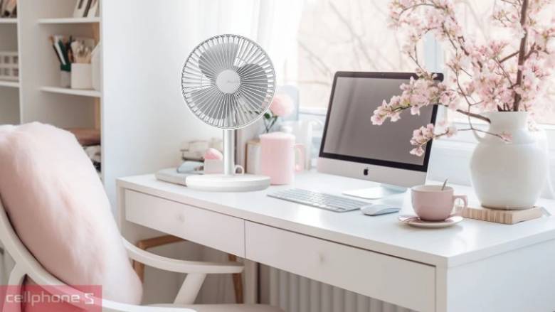 Quạt để bàn mini Jisulife FA13P-J2286 8000mAh Trắng - 5 cấp độ gió linh hoạt