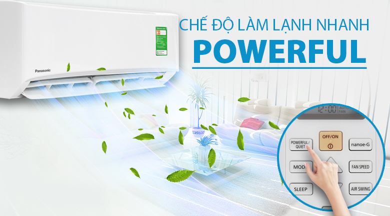 Chế độ làm lạnh nhanh Powerful - Điều hòa Panasonic 1 chiều 9000BTU CU/CS-N9UKH-8 
