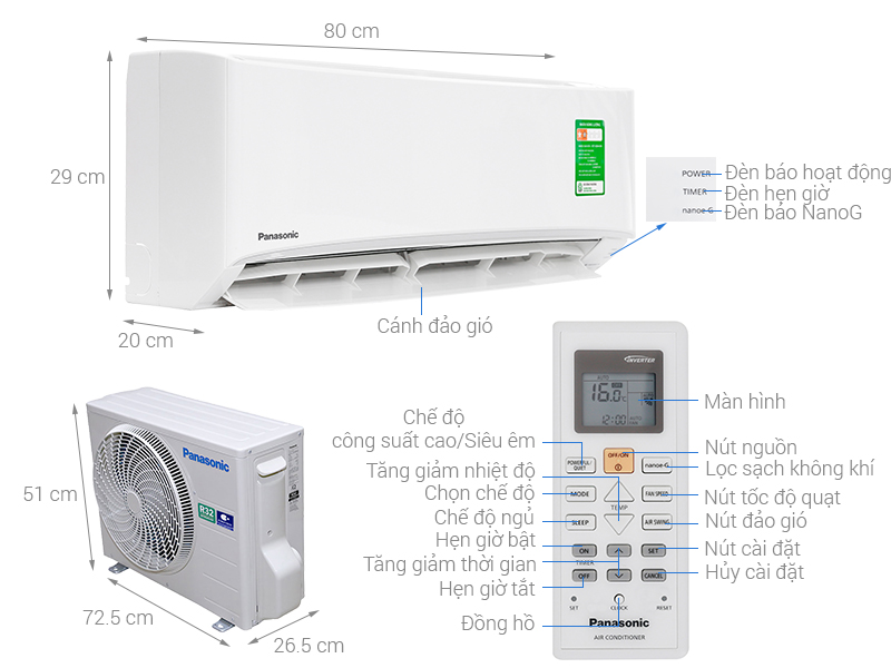 Thiết kế trang nhã - Điều hòa Panasonic 1 chiều 9000BTU CU/CS-N9UKH-8 