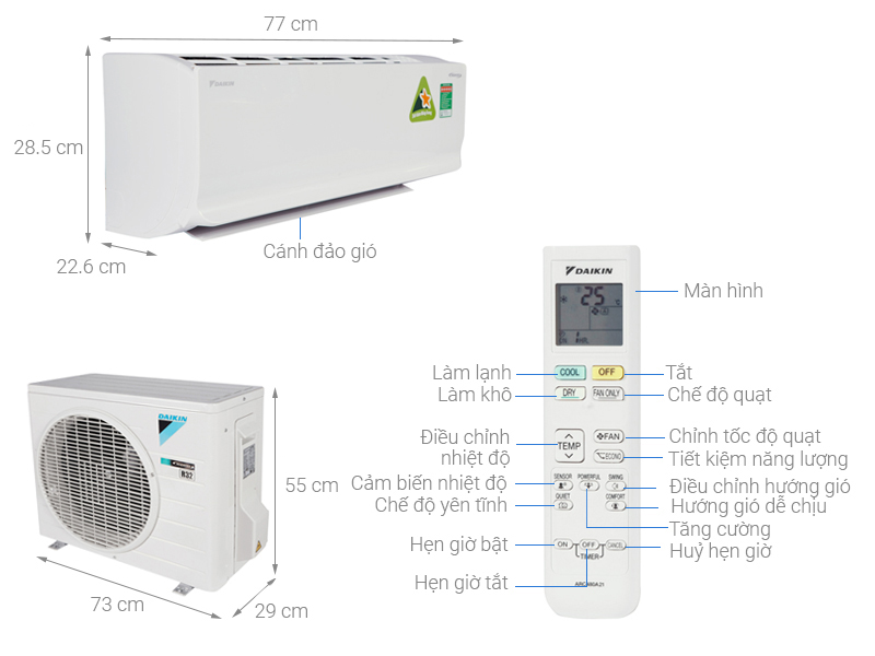 Thiết kế thanh lịch - Điều hòa Daikin 1 chiều Inverter 9000 BTU ATKC25TAVMV/ARKC25TAVMV