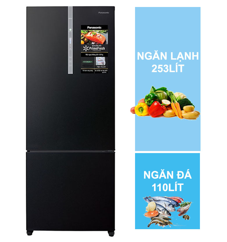 dung tích 363 lít - Tủ lạnh Panasonic Inverter 363 lít NR-BX418GKVN Đen