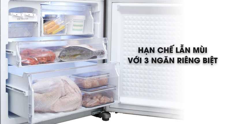 3 ngăn riêng biệt - Tủ lạnh Panasonic Inverter 363 lít NR-BX418GKVN Đen