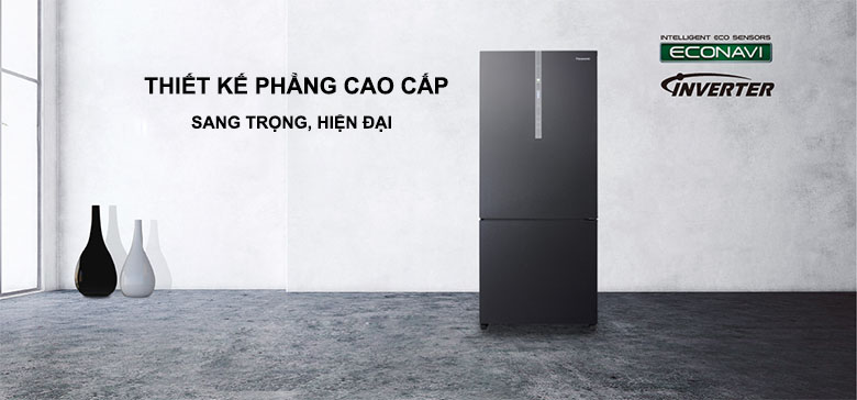 thiết kế phẳng - Tủ lạnh Panasonic Inverter 363 lít NR-BX418GKVN Đen