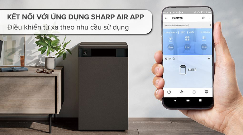 Máy lọc không khí Sharp FX-S120V-H/W - Điều khiển dễ dàng qua ứng dụng Sharp Air App