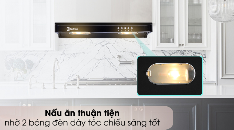 Máy hút mùi âm tủ Electrolux EFT6032K - Trang bị đèn dây tóc chiếu sáng tiện lợi