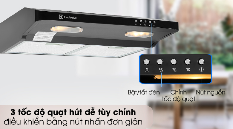 Máy hút mùi âm tủ Electrolux EFT6032K - Bảng điều khiển nút nhấn dễ sử dụng