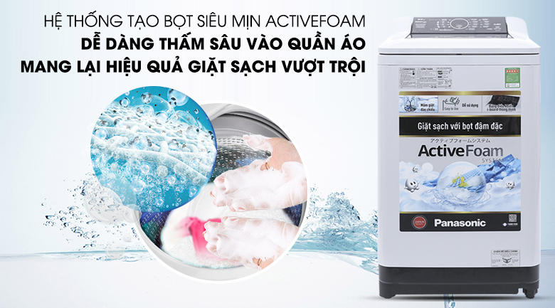 hệ thống ActiveFoam - Máy giặt Panasonic 8.5 kg NA-F85A4HRV lồng đứng
