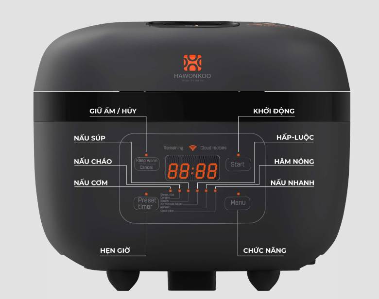  Nồi cơm điện cao tần Hawonkoo 1.5 lít RCH-152-IH-GR - 7 chế độ nấu đa dạng